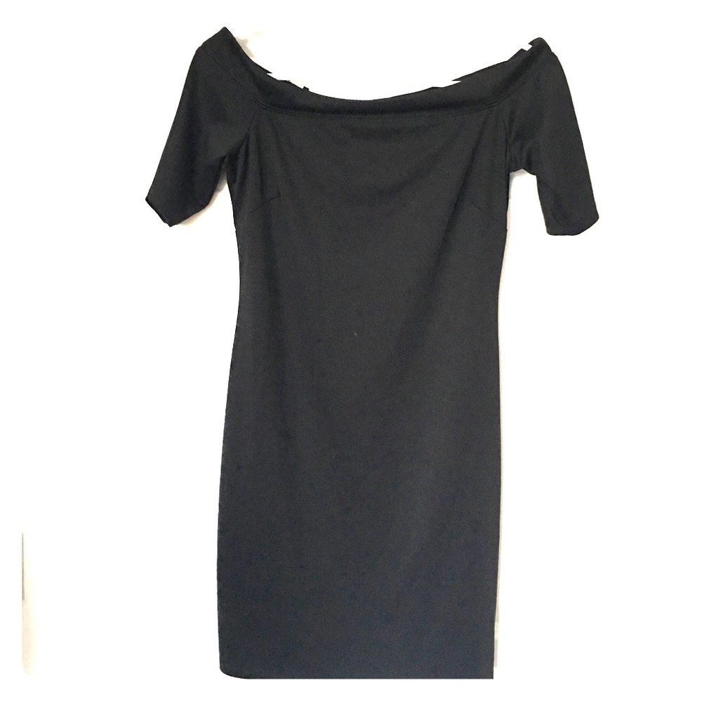 Little black shoulder peek dress